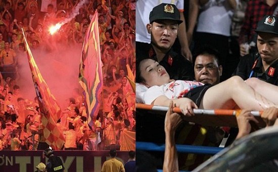 Cổ động viên bắn pháo sáng trên sân Hàng Đẫy khiến cô gái bị thương có thể bị xử lý hình sự?