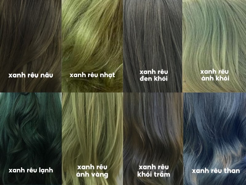 Bảng tóc màu xanh rêu hot nhất 2023 nhiều tone màu