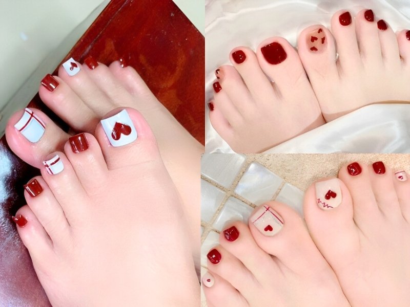 Móng tay úp-Móng chân úp nails thiết kế Đỏ đô - tặng keo và dũa - Móng giả  | TheFaceHolic.com